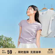 森馬（Semir）短袖t恤女短款緊身夏季圓領正肩上衣V領收腰套頭衫109324100003