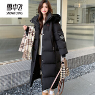 雪中飛（SNOWFLYING）mm加大碼羽絨服長(cháng)款200斤女2025新款過(guò)膝超厚狐貍毛領(lǐng) 黑色【黑色真狐貍毛領(lǐng)】 3XL 建議(181-205斤)穿【充絨350克