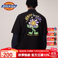 dickies短袖T恤 全棉休閑后背印花花朵短袖T恤 黑色 XS