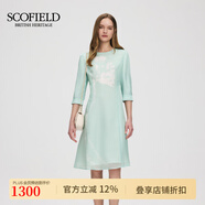 SCOFIELD女裝知性雅韻連衣裙歐根紗印花五分袖裙子2025夏季新品 薄荷色 S 160 160