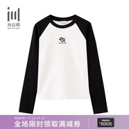 水云間·SHUI YUN JIAN女裝 通勤時尚撞色插肩袖設(shè)計(jì)寬松長袖T恤上衣 2024秋新款 本白 L