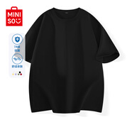 名創(chuàng)優(yōu)品（MINISO）短袖t恤男夏季新款7A抗菌戶外輕薄體恤男士潮流涼感舒適半袖男裝 黑色(純色) L /175(30天質(zhì)量問題全額退)