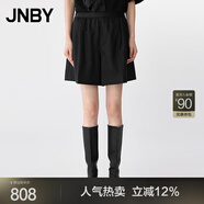 JNBY/江南布衣25夏新品羊毛休閑褲女寬松短褲闊腿褲5P5E11600 001/本黑 XL