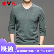 yaloo雅鹿雅鹿V領(lǐng)羊毛衫男100純羊毛打底衫23年新款秋冬保暖針織衫加厚毛衣 豆綠 均碼 175/92A[125-145斤]