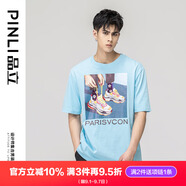 品立（PINLI）短袖T恤男純棉夏季男裝潮流印花圓領(lǐng)半袖男士體恤 藍色 XL180