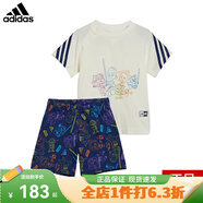 adidas阿迪達(dá)斯2024夏季休閑運(yùn)動(dòng)兒童短袖套裝男女?huà)胪驴钚蓍eIN2103 IN7282 104