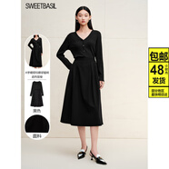 ZOCI紫淑女裝商場(chǎng)同款長(cháng)袖T恤A字半身裙套裝2025秋新款兩件套 黑色 M