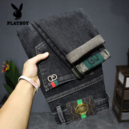 花花公子牛仔褲男士高端2025新款修身直筒小腳潮流百搭休閑長(cháng)褲子潮牌歐美 559黑色【單條裝】 30