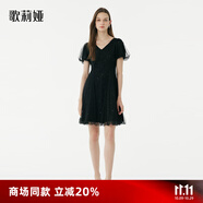 歌莉婭薄紗小黑裙夏裝顯瘦女裝宴會(huì)連衣裙小個(gè)子公主裙1A5H4H8W0 00B黑色 XXL