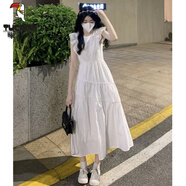 啄木鳥(niǎo)紫色小飛袖女裝夏季2025新款小個(gè)子法式氣質(zhì)蓬蓬公主百搭 修身白色連衣裙【今年流行漂亮套 M (建議95-105斤)