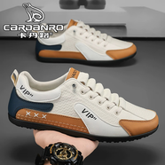 卡丹路意大利男鞋夏季纖軟底阿甘運動(dòng)板鞋男士一腳蹬懶人開(kāi)車(chē)豆 白色 40