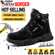 西域駱駝（VANCAMEL）男勞保鞋馬丁靴勞保鞋男款高幫工作鞋批發(fā)秋冬防滑勞保鞋 黑色【776】【+防砸防刺穿】 37