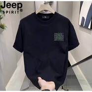 JEEP SPIRIT吉普2025夏新款短袖男潮牌寬松休閑印花體恤黑色 V952黑色 M