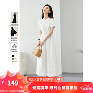 梵希蔓簡(jiǎn)約通勤黑色短袖連衣裙女2025年夏季新款收腰顯瘦小黑裙子 M6986 白色 M