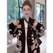 【爆款輕奢】2025新款韓版慵懶風(fēng)針織開衫女秋冬寬松百搭毛衣外套 黑色 3XL （建議130-140斤）