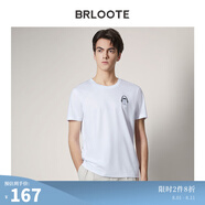 Brloote/巴魯特男士短袖T恤棉舒適時(shí)尚休閑個(gè)性印花圓領(lǐng)休閑T恤衫男夏季 白色9 180/100A