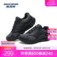 斯凱奇（Skechers）暮光鞋丨2025新品運動(dòng)跑鞋男女款高回彈輕質(zhì)吸震綁帶休閑鞋 男款-黑色/炭灰色/BKCC 45.5