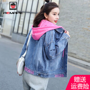 AEMAPE外套女裝2025春秋季新款牛仔短外套女韓版寬松時(shí)尚小個(gè)子 3816#紅色 M _建議95-110斤
