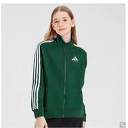阿迪達(dá)斯 （adidas）秋季兒童立領(lǐng)運(yùn)動(dòng)休閑夾克外套 深綠色/白色  110