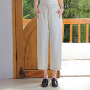 代勒九分直筒褲女2025秋季新款高腰顯瘦闊腿小個(gè)子休閑哈倫直筒褲 白色 2XL   130-140斤