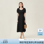 范思藍恩天鵝裙 法式浪漫連衣裙女2024夏新款網(wǎng)紗收腰顯瘦A字裙子 黑色 M