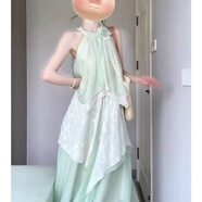 素優(yōu)米（SUYOUMI）夏天新款法式溫柔系沙灘度假裙精致顯瘦蕾絲拼接無袖連衣裙長(zhǎng)裙女 主圖款 XS