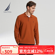 諾帝卡（NAUTICA）【單件直降】男裝春夏款全棉珠地休閑舒適長(zhǎng)袖polo衫男KO3303 桔色8RF M