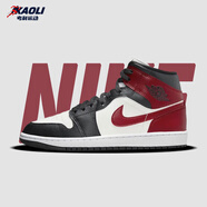 耐克（NIKE）【潮】Air Jordan aj1板鞋女子新款中高幫透氣休閑運動耐磨籃球鞋 BQ6472-160（黑紅） 37.5