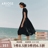 艾諾絲雅詩【商場同款】夏季新品通勤萊賽爾修身針織拼接連衣裙30439035 黑色 XL