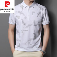 皮爾卡丹（pierre cardin）桑蠶絲短袖t恤男薄款休閑印花冰 絲半袖寬松翻領(lǐng)POLO衫體恤上衣 白色 G-1059 L 170/88A