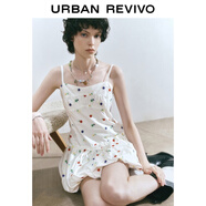 UR2025夏季新款女裝碎花刺繡打攬花苞吊帶連衣裙UYL750045 本白 (偏短) XL