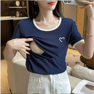 上掀無拉煉交叉哺乳上衣秋冬外出辣媽款產(chǎn)后期顯瘦哺乳月子服 9313咖啡色愛心長袖（上掀哺乳口） M M建議80-105斤