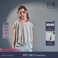日著趣銀河灰飛飛袖圓領(lǐng)T恤2025夏季新款薄慵懶風寬松落肩上衣女 銀河灰 S