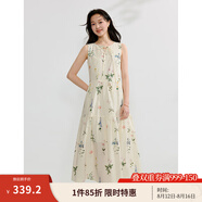茵曼植物碎花女裝無(wú)袖連衣裙浪漫度假風(fēng)寬松2025夏季新品花苞長(zhǎng)裙子 杏色-18528030 M