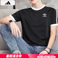 阿迪達(dá)斯 （adidas）短袖男裝 2025夏季新款運(yùn)動(dòng)服跑步健身時(shí)尚休閑圓領(lǐng)純棉透氣T恤 KB2459/黑色/三葉草 L