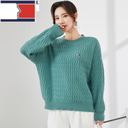 TOME BORNEK官方旗艦圓領(lǐng)毛衣女裝羊毛線衣加厚寬松簡(jiǎn)約針織衫通勤休閑 綠色 專柜，通勤百搭 M 建議85-105斤