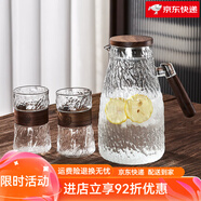 青蘋(píng)果玻璃杯高硼硅綠茶泡茶杯套裝家用中式客廳待客家庭喝水杯子 龍卷杯2只+胡桃木把冰川壺