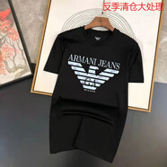 法萊阿瑪尼;FALAMONE2025新款EA7T恤男士馬尼短袖潮牌百搭時(shí)尚半袖男裝休閑圓領(lǐng)上衣 黑色 S 建議100-112斤