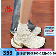 KAPPA卡帕背靠背女鞋厚底老爹鞋子女2025春季新款網(wǎng)面運動(dòng)鞋透氣跑鞋女 冬日白/銀色 37