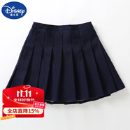 迪士尼（Disney）女童短裙夏季2025百搭百褶裙子表演裙兒童韓版半身裙潮小學(xué)生裙子 黑色【褲升級版】裙 100 cm
