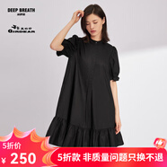 哥弟真的好（GIRDEAR）女裝甜美減齡寬松泡泡袖洋裝連衣裙A500142 黑 S (2碼)