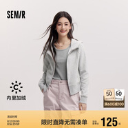 森馬（Semir）外套女短款插肩袖小個子潮2024冬季加絨緊身連帽夾克109724108015