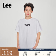 Lee25新品舒適版圓領字母印花Logo男短袖T恤休閑潮LMT0098054LE 白色 M