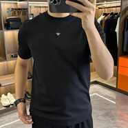 逐夢(mèng)顏（ZHUMENGYAN）短袖T恤男2025年夏季歐貨刺繡體恤新款潮流氣質(zhì)半袖百搭時(shí)尚上衣 黑色 L