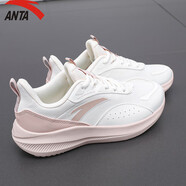 安踏（ANTA）女鞋運動(dòng)鞋子女夏秋季軟底網(wǎng)面鞋透氣跑步鞋輕便減震慢跑鞋休閑鞋 象牙白/藕灰 （網(wǎng)面） 37.5