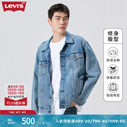 Levi's李維斯情侶同款美式經(jīng)典復(fù)古休閑時(shí)尚潮牌修身牛仔夾克外套 中藍(lán)色 XS