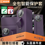 皮皮殼【腕帶防摔款】適用華為matex5手機(jī)殼幻影紫真皮翻蓋x5典藏版商務(wù)鏡頭全包保護(hù)套超薄智能視窗