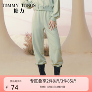 糖力【商場(chǎng)同款】冬季新款百搭寬松休閑褲長(cháng)褲女束腳針織衛褲 綠色 L