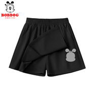 巴布豆女童裙褲2025夏季新款兒童涼感速干運動(dòng)服中大童網(wǎng)球甜美風(fēng)童裝 黑 巴布剪影反光標XS_Q1 140