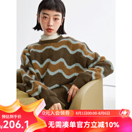 雲(yún)上生活【波浪毛衣】拼色軟糯圓領(lǐng)針織衫冬時(shí)尚毛感上衣女A7775X 波浪條紋 S